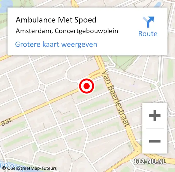 Locatie op kaart van de 112 melding: Ambulance Met Spoed Naar Amsterdam, Concertgebouwplein op 3 april 2023 22:29