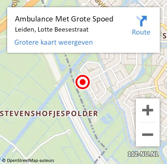 Locatie op kaart van de 112 melding: Ambulance Met Grote Spoed Naar Leiden, Lotte Beesestraat op 3 april 2023 23:22