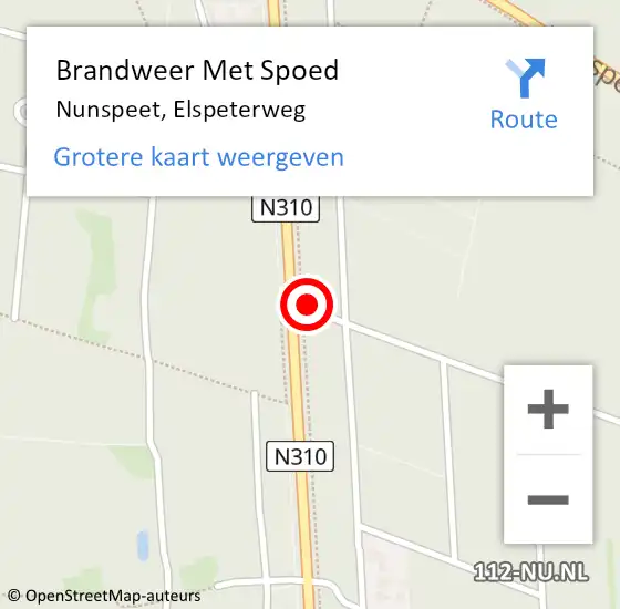 Locatie op kaart van de 112 melding: Brandweer Met Spoed Naar Nunspeet, Elspeterweg op 4 april 2023 00:53