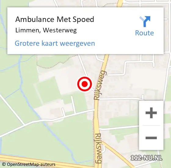 Locatie op kaart van de 112 melding: Ambulance Met Spoed Naar Limmen, Westerweg op 4 april 2023 04:31