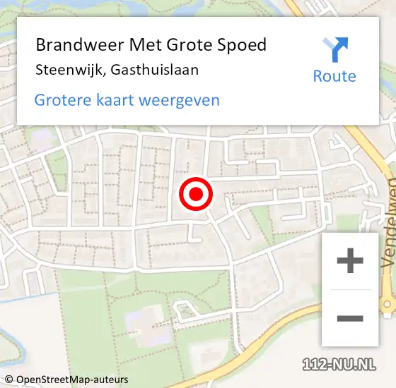 Locatie op kaart van de 112 melding: Brandweer Met Grote Spoed Naar Steenwijk, Gasthuislaan op 4 april 2023 05:58