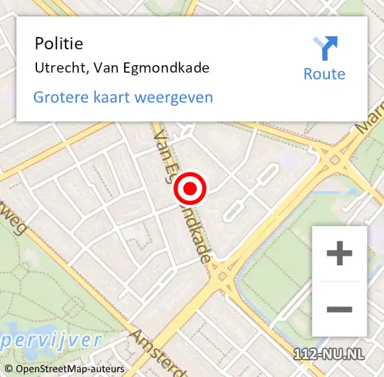 Locatie op kaart van de 112 melding: Politie Utrecht, Van Egmondkade op 4 april 2023 08:56