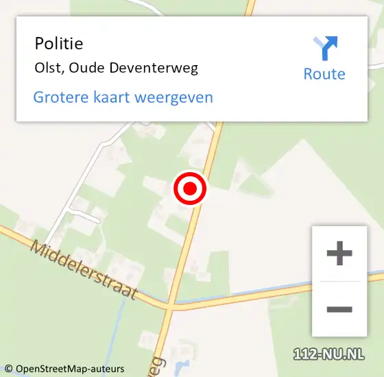Locatie op kaart van de 112 melding: Politie Olst, Oude Deventerweg op 4 april 2023 10:06