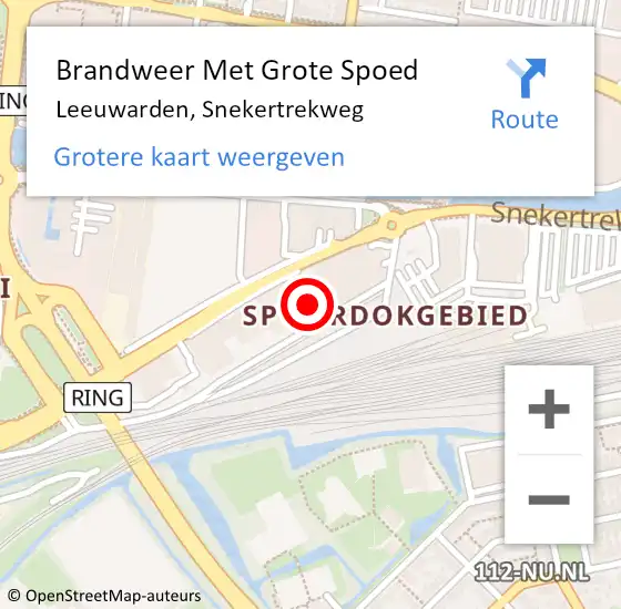 Locatie op kaart van de 112 melding: Brandweer Met Grote Spoed Naar Leeuwarden, Snekertrekweg op 4 april 2023 14:53
