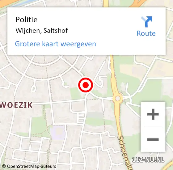 Locatie op kaart van de 112 melding: Politie Wijchen, Saltshof op 4 april 2023 15:31