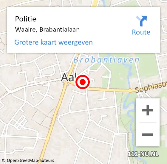 Locatie op kaart van de 112 melding: Politie Waalre, Brabantialaan op 4 april 2023 15:45