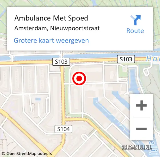 Locatie op kaart van de 112 melding: Ambulance Met Spoed Naar Amsterdam, Nieuwpoortstraat op 4 april 2023 16:18