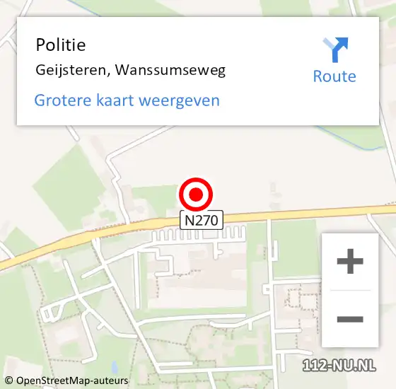 Locatie op kaart van de 112 melding: Politie Geijsteren, Wanssumseweg op 4 april 2023 18:26