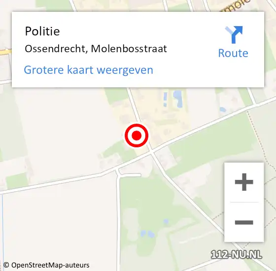 Locatie op kaart van de 112 melding: Politie Ossendrecht, Molenbosstraat op 4 april 2023 19:04