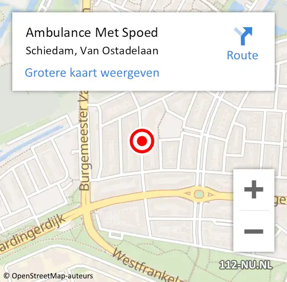 Locatie op kaart van de 112 melding: Ambulance Met Spoed Naar Schiedam, Van Ostadelaan op 4 april 2023 19:34