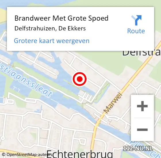 Locatie op kaart van de 112 melding: Brandweer Met Grote Spoed Naar Delfstrahuizen, De Ekkers op 4 april 2023 20:38