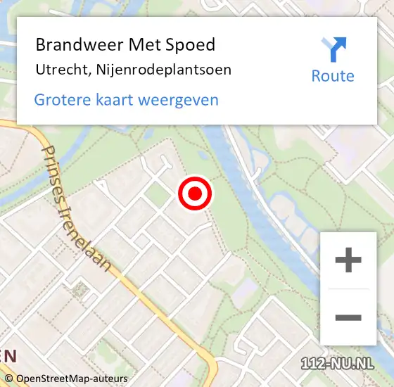 Locatie op kaart van de 112 melding: Brandweer Met Spoed Naar Utrecht, Nijenrodeplantsoen op 4 april 2023 21:54
