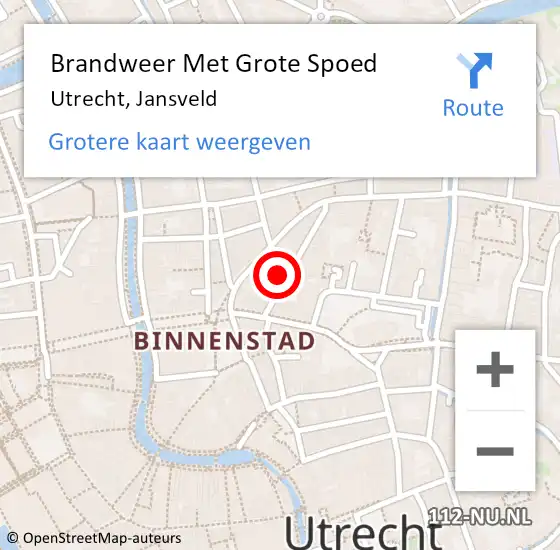 Locatie op kaart van de 112 melding: Brandweer Met Grote Spoed Naar Utrecht, Jansveld op 4 april 2023 22:56