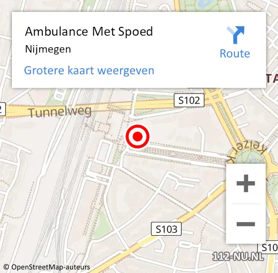 Locatie op kaart van de 112 melding: Ambulance Met Spoed Naar Nijmegen op 21 augustus 2014 10:30