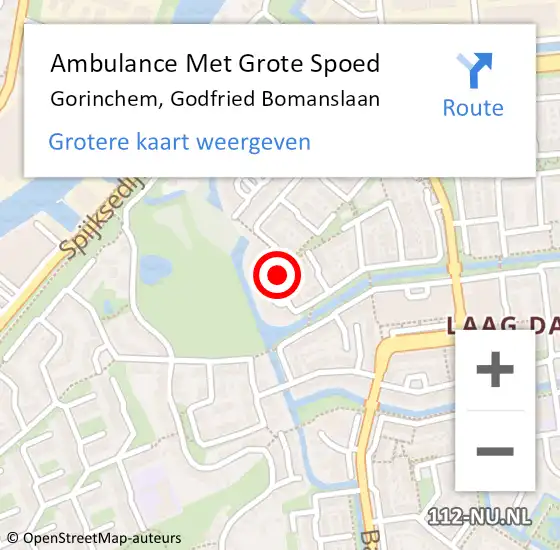 Locatie op kaart van de 112 melding: Ambulance Met Grote Spoed Naar Gorinchem, Godfried Bomanslaan op 5 april 2023 08:13