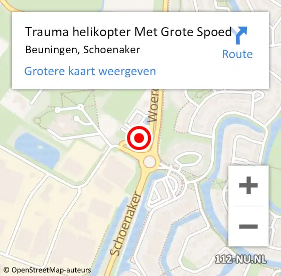 Locatie op kaart van de 112 melding: Trauma helikopter Met Grote Spoed Naar Beuningen, Schoenaker op 5 april 2023 08:13