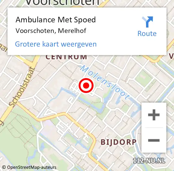 Locatie op kaart van de 112 melding: Ambulance Met Spoed Naar Voorschoten, Merelhof op 5 april 2023 08:13