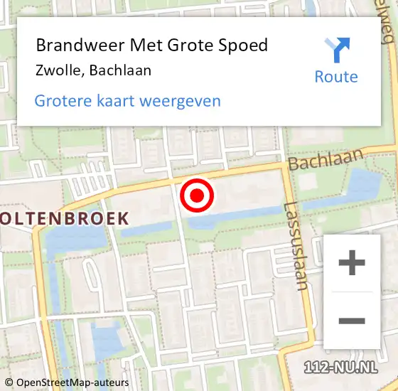 Locatie op kaart van de 112 melding: Brandweer Met Grote Spoed Naar Zwolle, Bachlaan op 5 april 2023 10:51