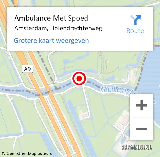 Locatie op kaart van de 112 melding: Ambulance Met Spoed Naar Amsterdam, Holendrechterweg op 5 april 2023 11:44