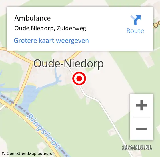 Locatie op kaart van de 112 melding: Ambulance Oude Niedorp, Zuiderweg op 5 april 2023 11:56
