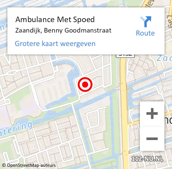 Locatie op kaart van de 112 melding: Ambulance Met Spoed Naar Zaandijk, Benny Goodmanstraat op 5 april 2023 12:26