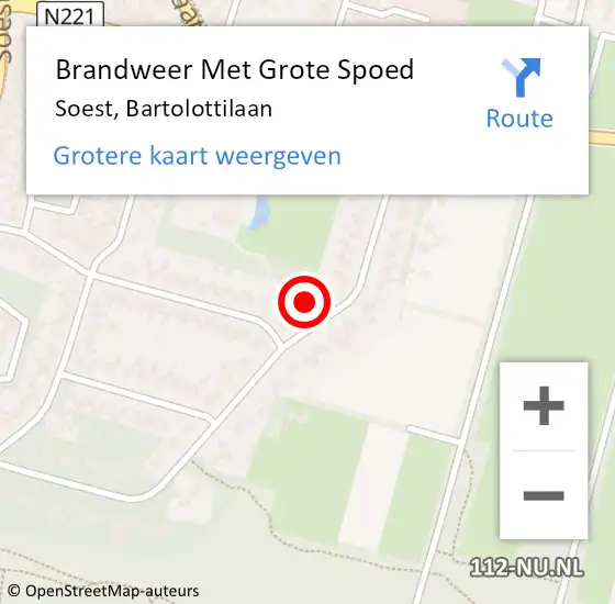Locatie op kaart van de 112 melding: Brandweer Met Grote Spoed Naar Soest, Bartolottilaan op 5 april 2023 14:04
