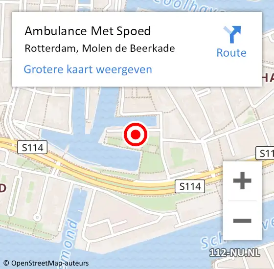 Locatie op kaart van de 112 melding: Ambulance Met Spoed Naar Rotterdam, Molen de Beerkade op 5 april 2023 15:06