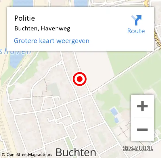Locatie op kaart van de 112 melding: Politie Buchten, Havenweg op 5 april 2023 17:03