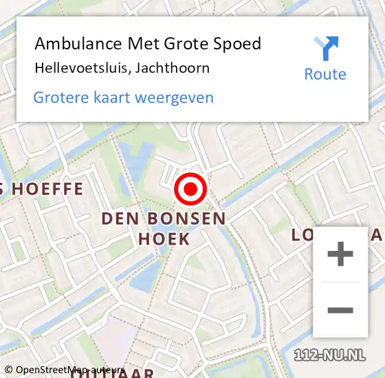 Locatie op kaart van de 112 melding: Ambulance Met Grote Spoed Naar Hellevoetsluis, Jachthoorn op 5 april 2023 18:42