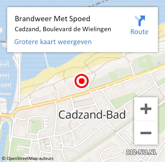 Locatie op kaart van de 112 melding: Brandweer Met Spoed Naar Cadzand, Boulevard de Wielingen op 5 april 2023 18:48