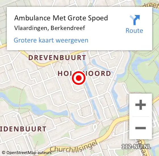 Locatie op kaart van de 112 melding: Ambulance Met Grote Spoed Naar Vlaardingen, Berkendreef op 5 april 2023 19:53