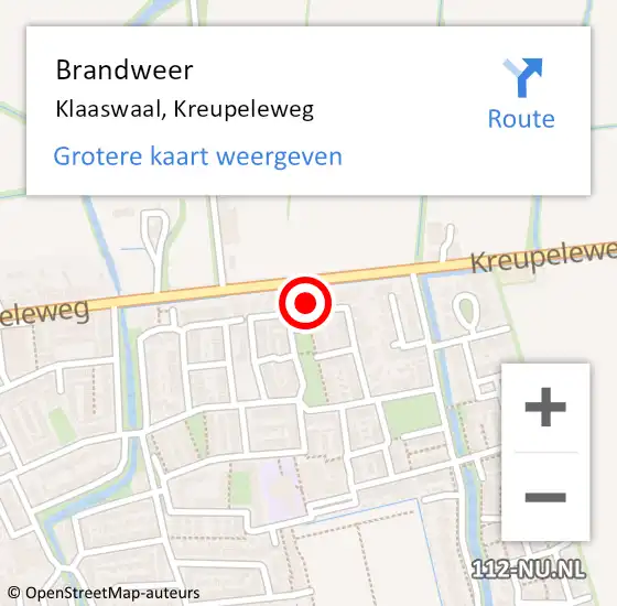 Locatie op kaart van de 112 melding: Brandweer Klaaswaal, Kreupeleweg op 5 april 2023 20:00