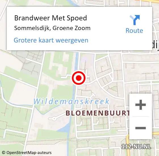 Locatie op kaart van de 112 melding: Brandweer Met Spoed Naar Sommelsdijk, Groene Zoom op 5 april 2023 20:10