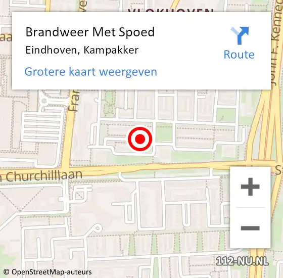 Locatie op kaart van de 112 melding: Brandweer Met Spoed Naar Eindhoven, Kampakker op 5 april 2023 21:11