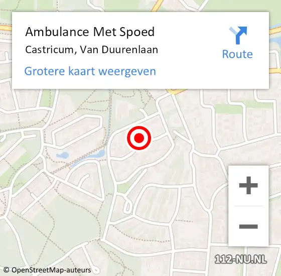 Locatie op kaart van de 112 melding: Ambulance Met Spoed Naar Castricum, Van Duurenlaan op 6 april 2023 05:34