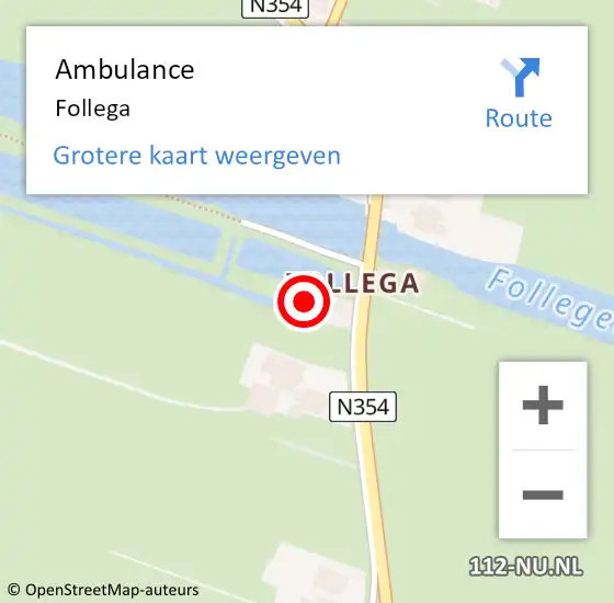 Locatie op kaart van de 112 melding: Ambulance Follega op 6 april 2023 10:04