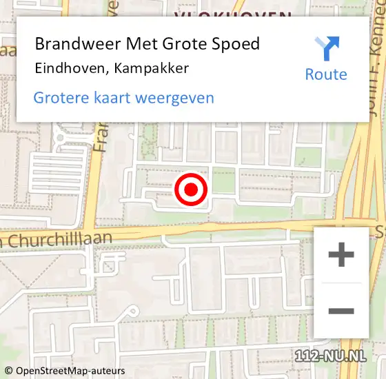 Locatie op kaart van de 112 melding: Brandweer Met Grote Spoed Naar Eindhoven, Kampakker op 6 april 2023 10:49
