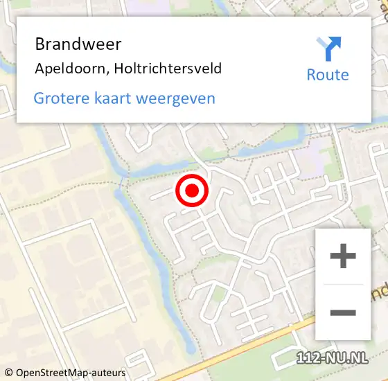 Locatie op kaart van de 112 melding: Brandweer Apeldoorn, Holtrichtersveld op 6 april 2023 11:02