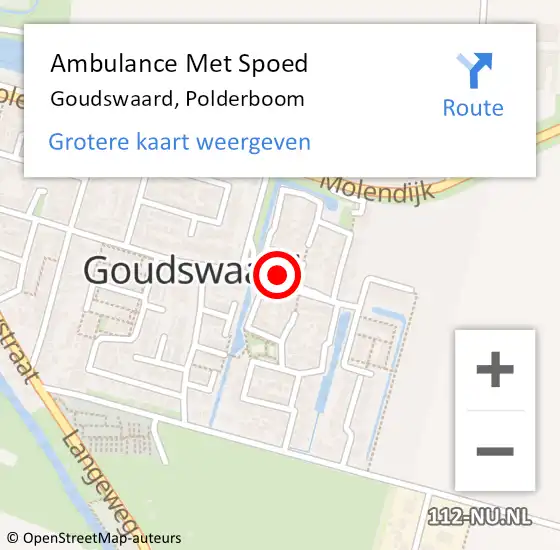 Locatie op kaart van de 112 melding: Ambulance Met Spoed Naar Goudswaard, Polderboom op 6 april 2023 11:06