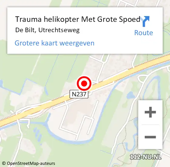 Locatie op kaart van de 112 melding: Trauma helikopter Met Grote Spoed Naar De Bilt, Utrechtseweg op 6 april 2023 13:46