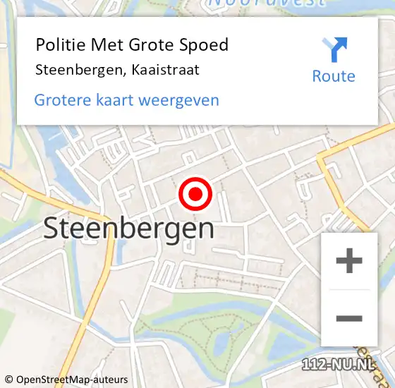 Locatie op kaart van de 112 melding: Politie Met Grote Spoed Naar Steenbergen, Kaaistraat op 6 april 2023 14:17