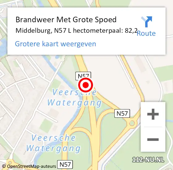 Locatie op kaart van de 112 melding: Brandweer Met Grote Spoed Naar Middelburg, N57 L hectometerpaal: 82,2 op 21 augustus 2014 13:05