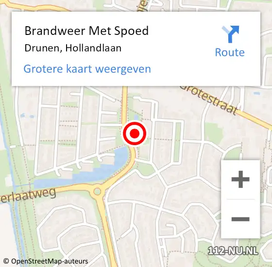 Locatie op kaart van de 112 melding: Brandweer Met Spoed Naar Drunen, Hollandlaan op 6 april 2023 16:47