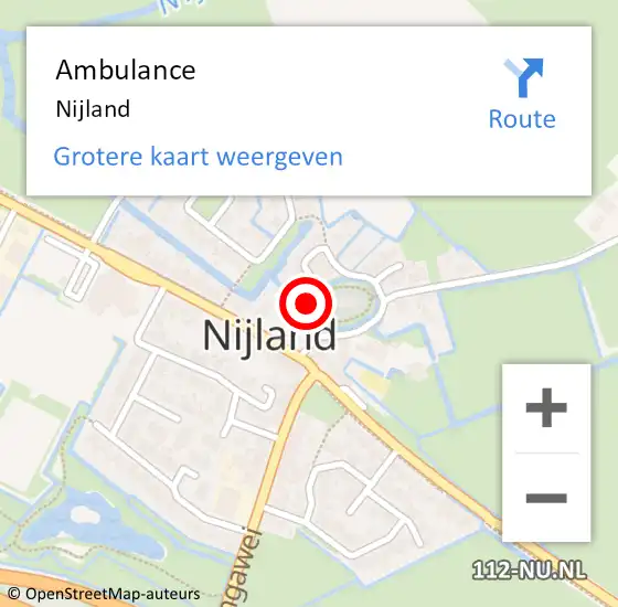 Locatie op kaart van de 112 melding: Ambulance Nijland op 6 april 2023 16:51