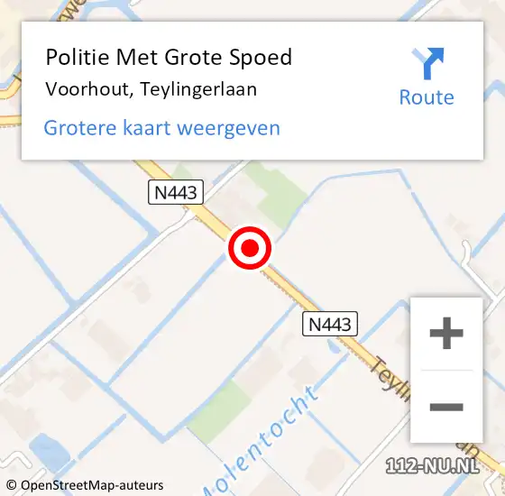 Locatie op kaart van de 112 melding: Politie Met Grote Spoed Naar Voorhout, Teylingerlaan op 6 april 2023 16:57