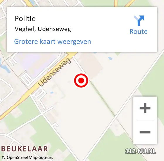 Locatie op kaart van de 112 melding: Politie Veghel, Udenseweg op 6 april 2023 17:03