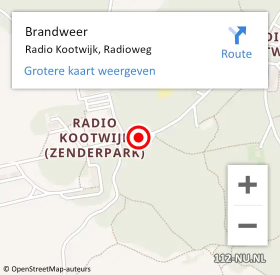 Locatie op kaart van de 112 melding: Brandweer Radio Kootwijk, Radioweg op 21 augustus 2014 13:25