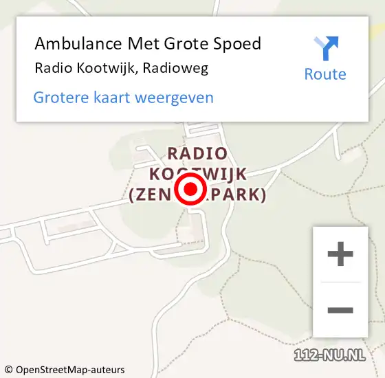 Locatie op kaart van de 112 melding: Ambulance Met Grote Spoed Naar Radio Kootwijk, Radioweg op 21 augustus 2014 13:31