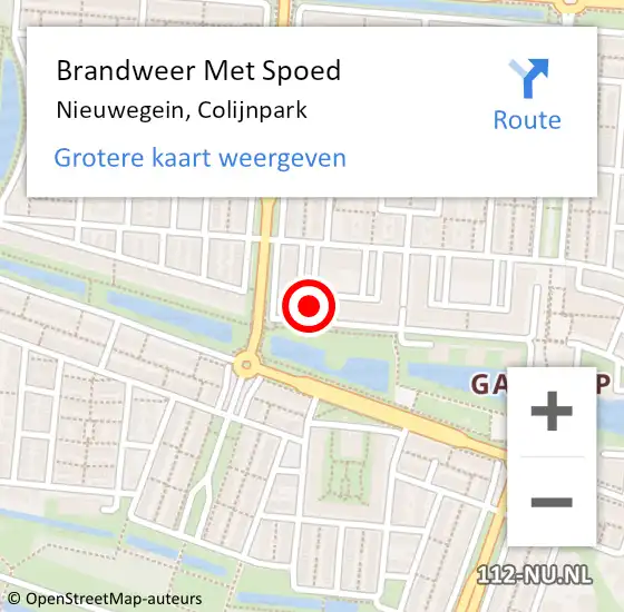 Locatie op kaart van de 112 melding: Brandweer Met Spoed Naar Nieuwegein, Colijnpark op 6 april 2023 21:17