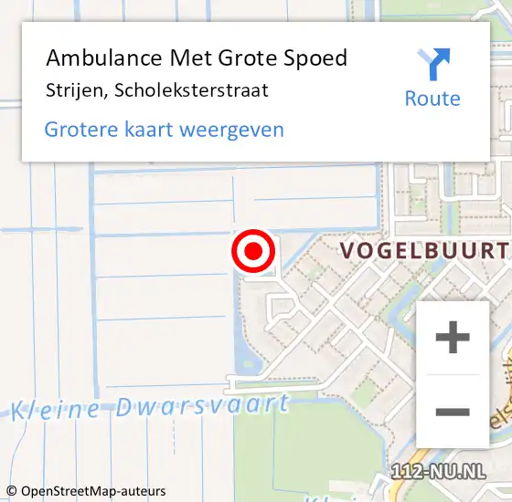 Locatie op kaart van de 112 melding: Ambulance Met Grote Spoed Naar Strijen, Scholeksterstraat op 6 april 2023 21:30